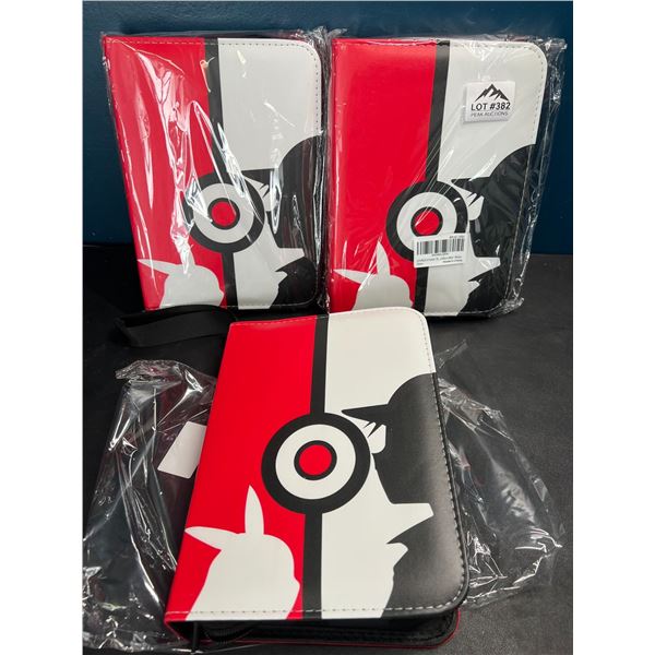 Lot of 3 Pokemon Leather 4-Pocket Premium Card Binders