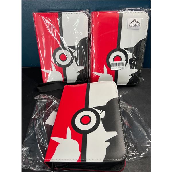 Lot of 3 Pokemon Leather 4-Pocket Premium Card Binders