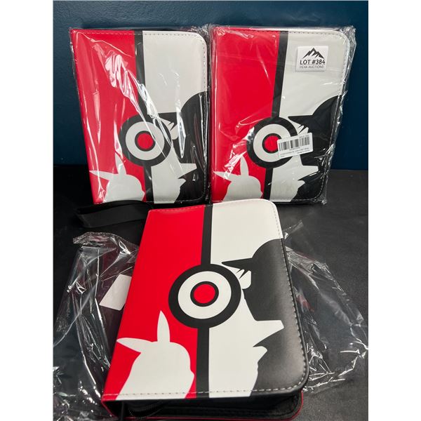Lot of 3 Pokemon Leather 4-Pocket Premium Card Binders