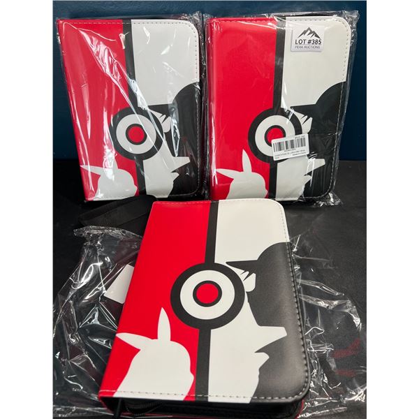 Lot of 3 Pokemon Leather 4-Pocket Premium Card Binders