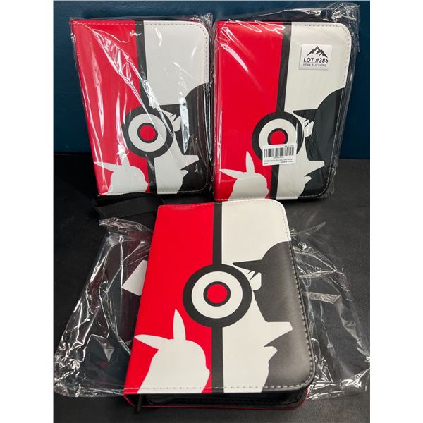 Lot of 3 Pokemon Leather 4-Pocket Premium Card Binders