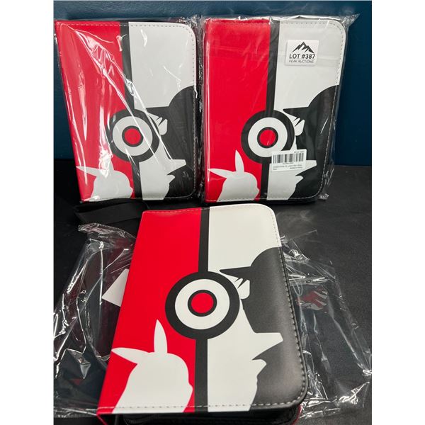 Lot of 3 Pokemon Leather 4-Pocket Premium Card Binders