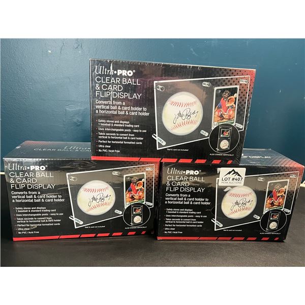 Lot of 3 Ultra-Pro Clear Ball & Card Flip Displays