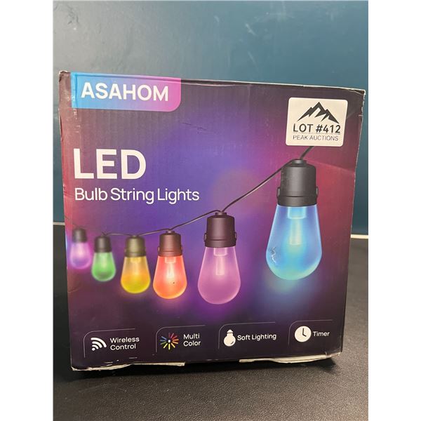 Lot of 1 Asahom LED Multi-Color Bulb String Lights w/ Wireless Control - 48FT Length