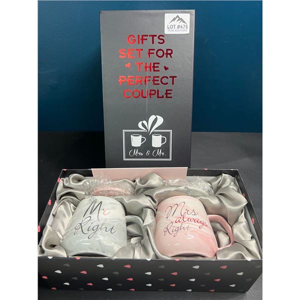 Lot of 1 Mr & Mrs Glass Mug Setv for Couples