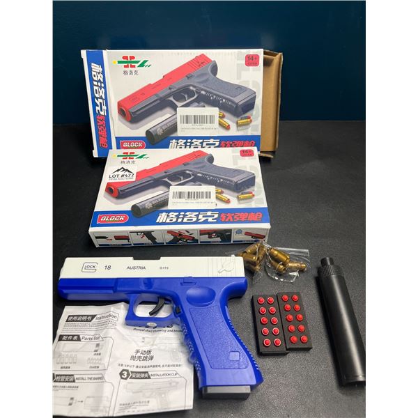 Lot of 2 Handheld Toy Blaster Guns w/ Round Ejection