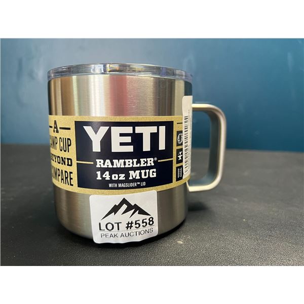 Lot of 1 YETI Rambler 14oz Mug - Silver