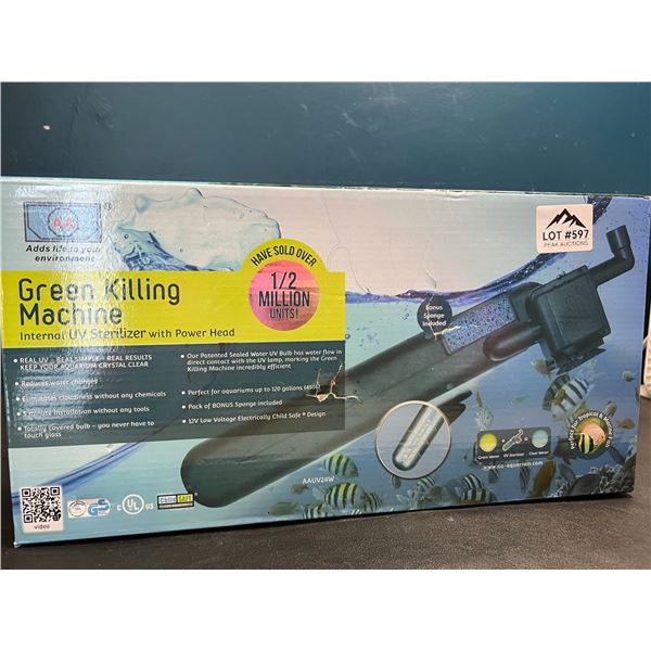Lot of 1 Green Killing Machine Internal UV Sterilizer w/ Power Head for Aquariums up to 120 Gallons