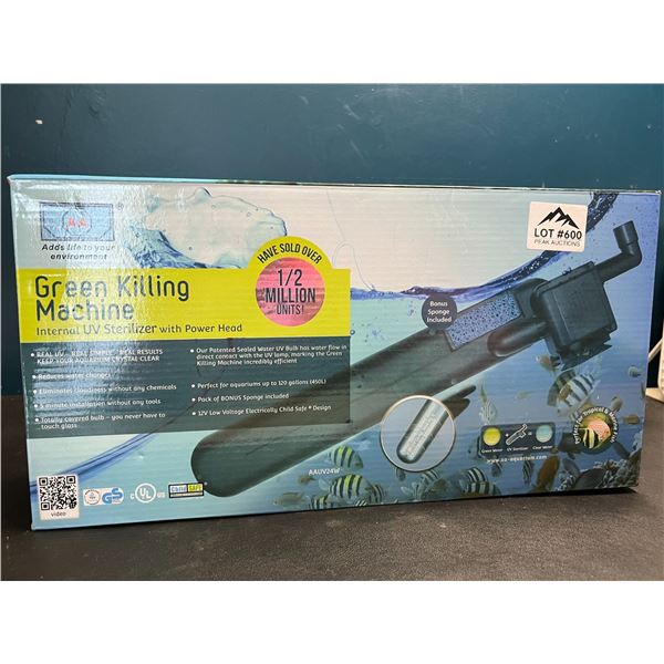 Lot of 1 Green Killing Machine Internal UV Sterilizer w/ Power Head for Aquariums up to 120 Gallons
