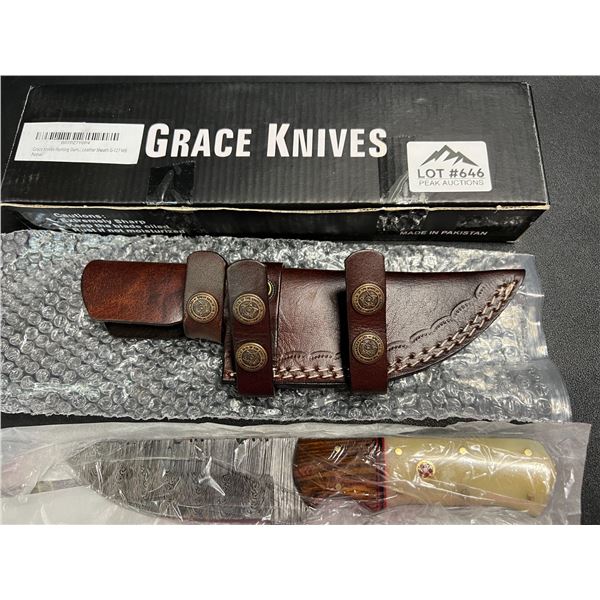 Lot of 1 GraceKnives 9" Damascus Hunting Knife w/ Sheath (G-127 WB)