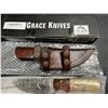Image 1 : Lot of 1 GraceKnives 9" Damascus Hunting Knife w/ Sheath (G-127 WB)