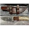 Image 2 : Lot of 1 GraceKnives 9" Damascus Hunting Knife w/ Sheath (G-127 WB)