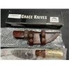 Image 1 : Lot of 1 GraceKnives 9" Damascus Hunting Knife w/ Sheath (G-127 WB)