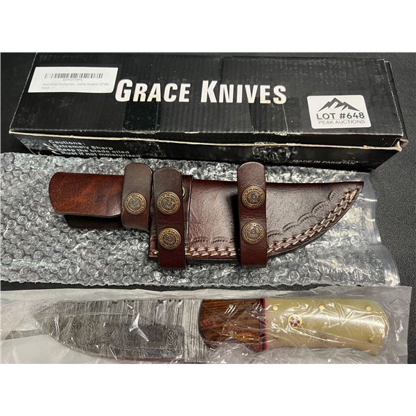Lot of 1 GraceKnives 9" Damascus Hunting Knife w/ Sheath (G-127 WB)