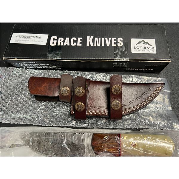 Lot of 1 GraceKnives 9" Damascus Hunting Knife w/ Sheath (G-127 WB)