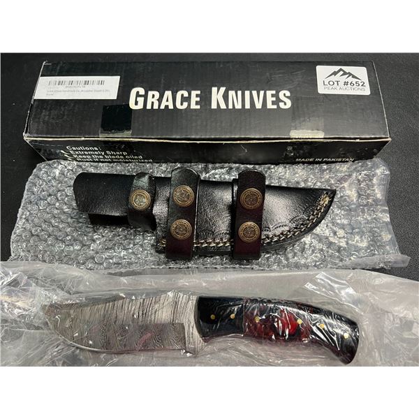 Lot of 1 GraceKnives 8.5" Damascus Steel Hunting Knife w/ Sheath (G-09 L)