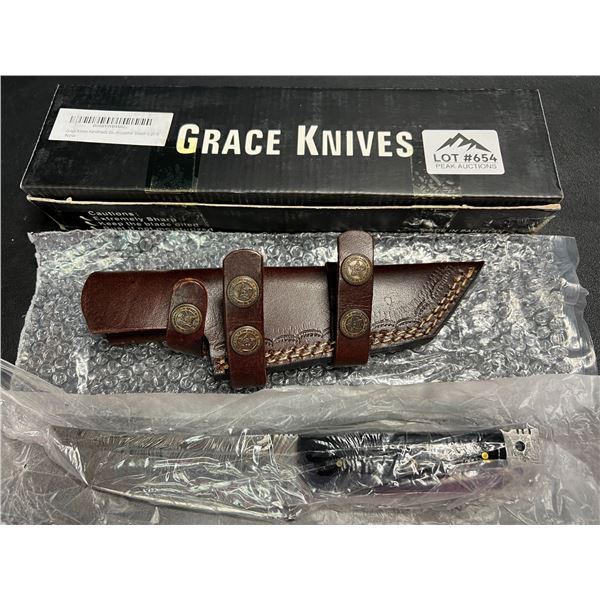 Lot of 1 GraceKnives 9,5" Damascus Steel Hunting Knife w/ Sheath (G-2018)