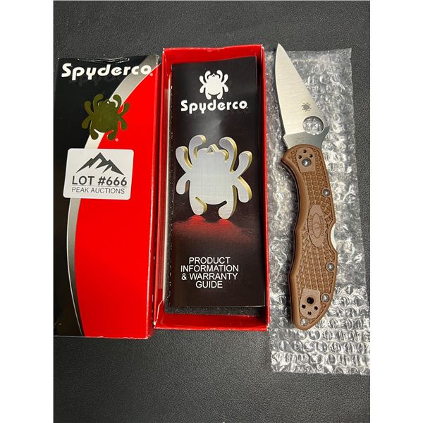 Lot of 1 Spyderco Delica Flat Ground Brown Folding Knife