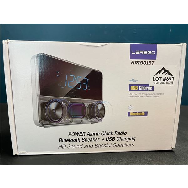 Lot of 1 Power Alarm Clock Radio/ Bluetooth Speaker w/ USB Charger