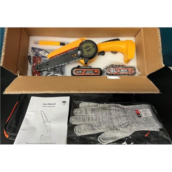 Lot of 1 6" Cordless Mini Chainsaw w/ 2 Rechargeable Batteries