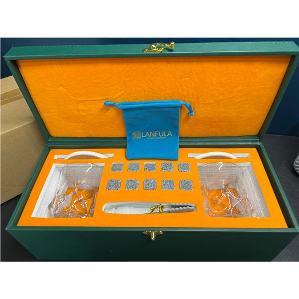 Lot of 1 Lanfula Premium Whiskey Stones/Glass Gift Set in Case