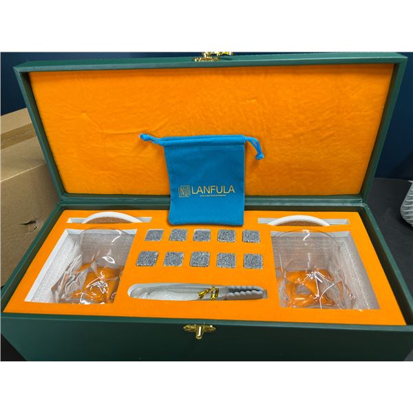 Lot of 1 Lanfula Premium Whiskey Stones/Glass Gift Set in Case