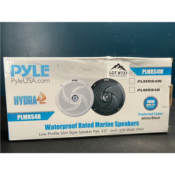 Lot of PYLE Waterproof Rated Marine Speakers - Low Profile Slim Style Speaker Pair (Set of 2)