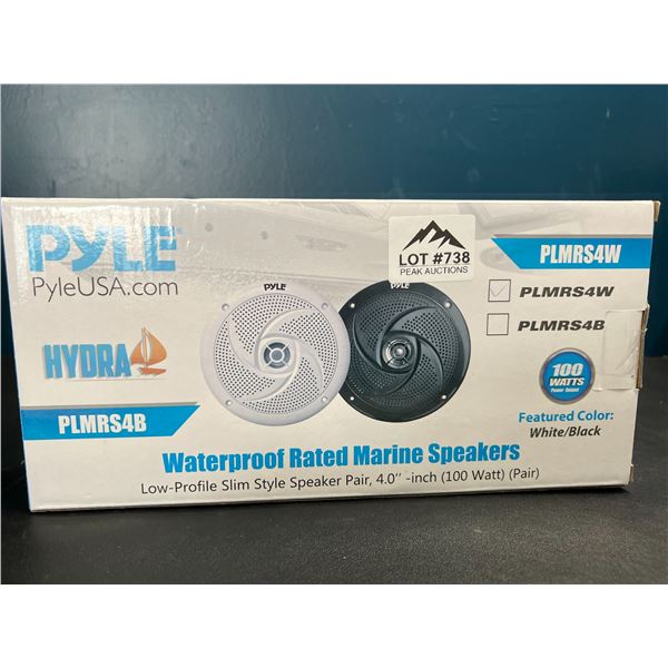 Lot of PYLE Waterproof Rated Marine Speakers - Low Profile Slim Style Speaker Pair (Set of 2)