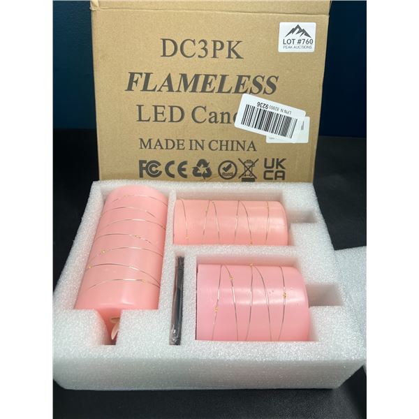 Lot of LED Glass Candles - Real Flame-Effect (3pack) - Pink