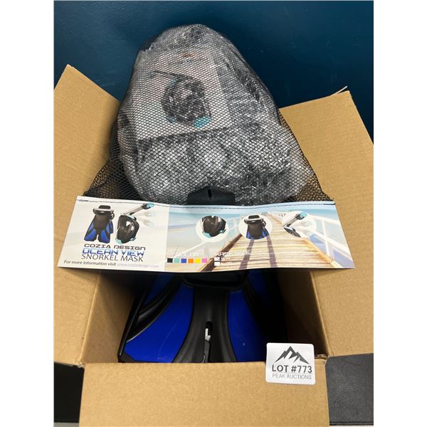 Lot of 1 Cozia Deisgn Adult Snorkeling Set - Full Face Mask & Adjustable Swim Fins