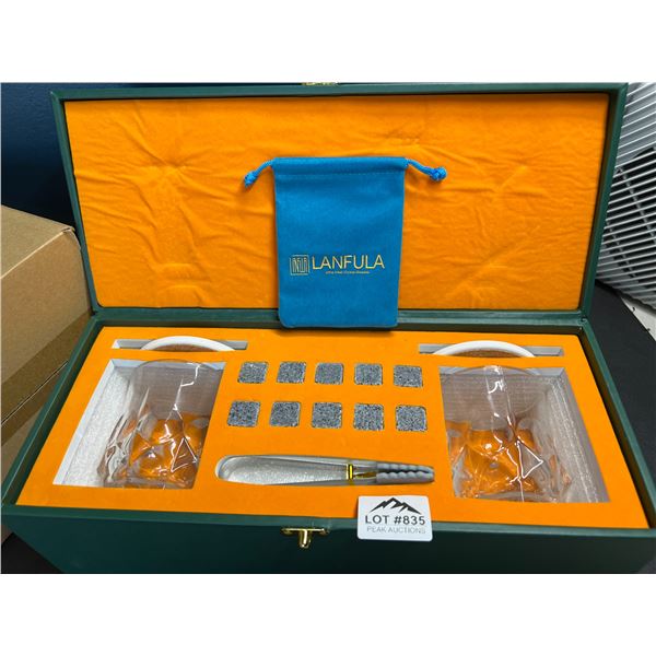 Lot of 1 Lanfula Premium Whiskey Stones/Glass Gift Set in Case