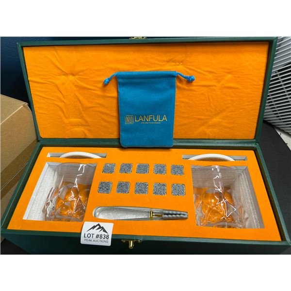 Lot of 1 Lanfula Premium Whiskey Stones/Glass Gift Set in Case