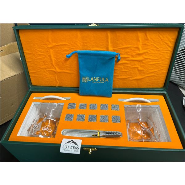 Lot of 1 Lanfula Premium Whiskey Stones/Glass Gift Set in Case