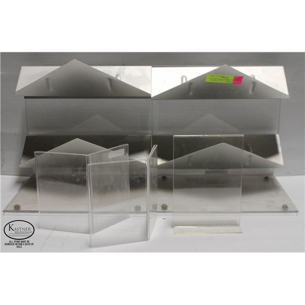 LOT OF TABLETOP MENU/AD HOLDERS & SERAN WRAP