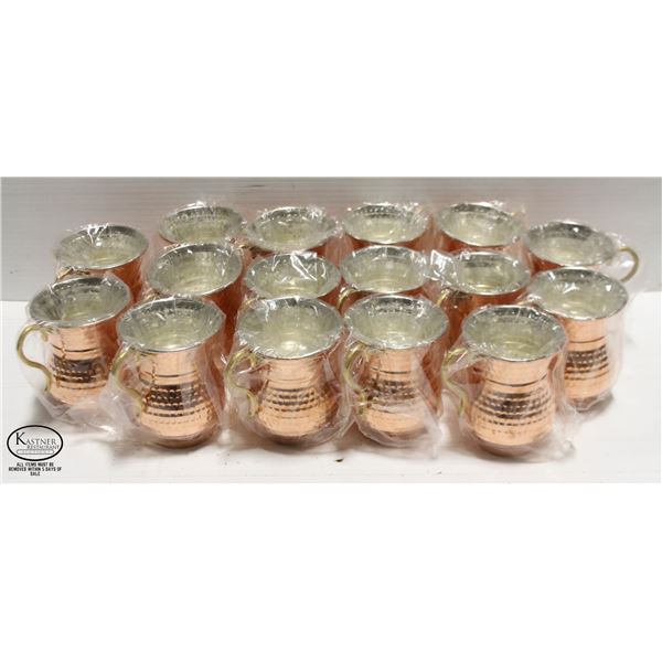 FLAT OF 16 NEW COPPER LINED ORNATE WATER CUPS