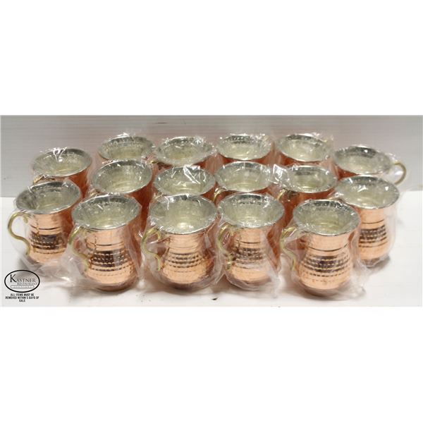 FLAT OF 16 NEW COPPER LINED ORNATE WATER CUPS