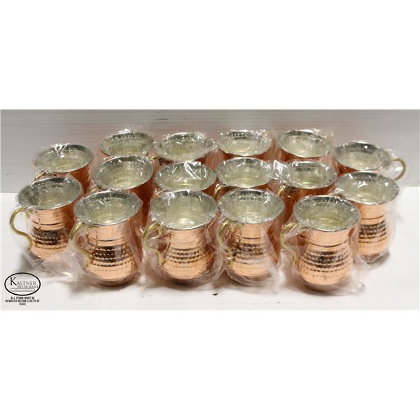FLAT OF 16 NEW COPPER LINED ORNATE WATER CUPS