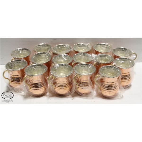 FLAT OF 16 NEW COPPER LINED ORNATE WATER CUPS