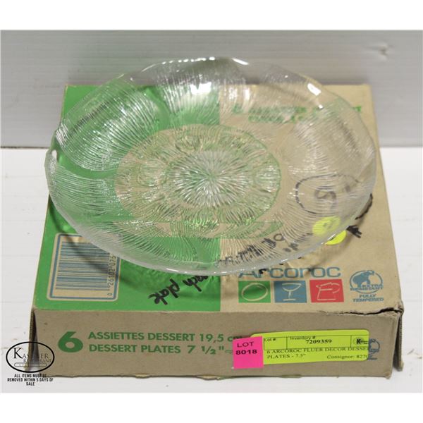 6 ARCOROC FLUER DECOR DESSERT PLATES - 7.5"