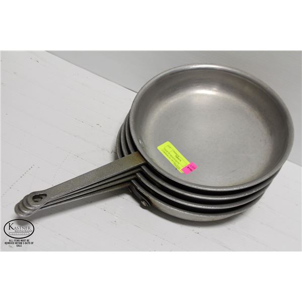 FOUR 10" HEAVY-DUTY COMMERCIAL FRYING PANS