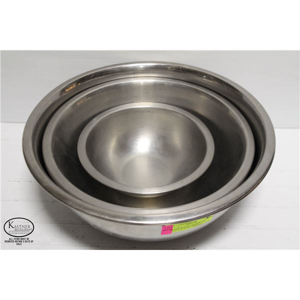SIX ASSORTED COMMERCIAL STAINLESS STEEL BOWLS