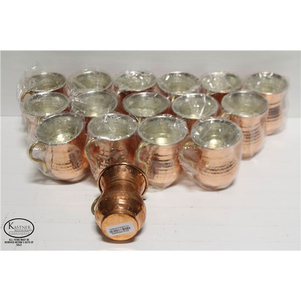 FLAT OF 16 NEW COPPER LINED ORNATE WATER CUPS