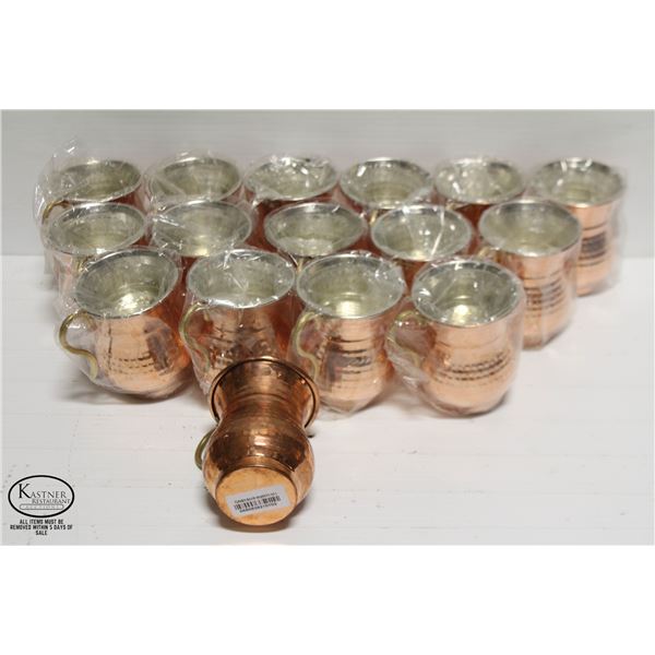 FLAT OF 16 NEW COPPER LINED ORNATE WATER CUPS