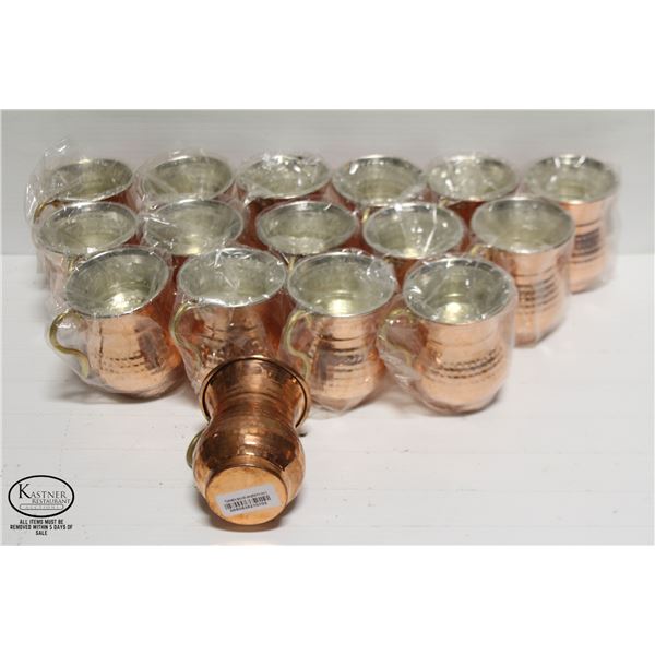 FLAT OF 16 NEW COPPER LINED ORNATE WATER CUPS
