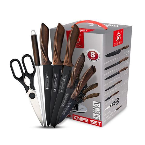 KITCHEN KING - 8 PIECE KITCHEN KNIFE SET (WOOD)