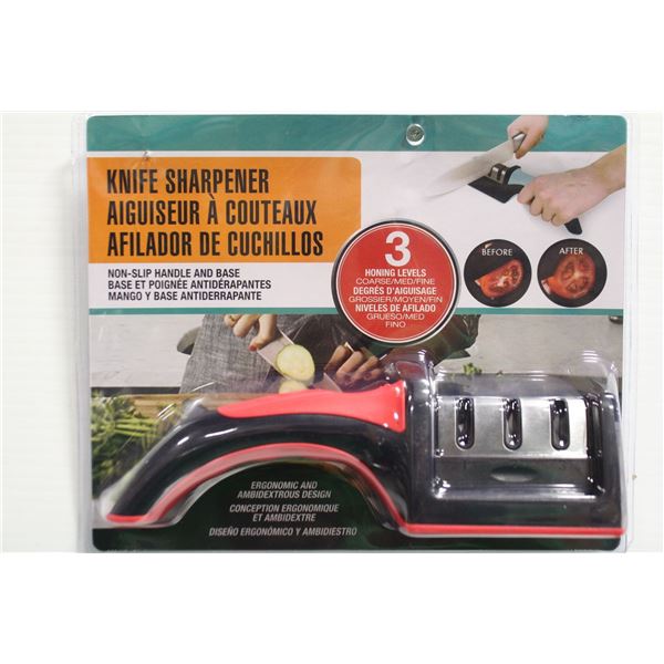 NEW 3 STAGE KNIFE SHARPENER - NON-SLIP BASE
