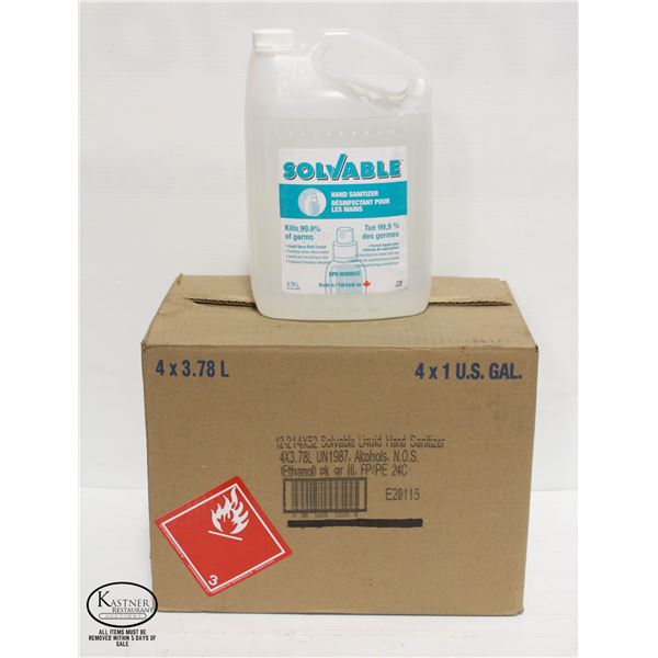 FOUR 3.78L JUGS OF SOLVABLE HAND SANITIZER