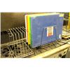 Image 1 : FIVE 15" X 120" POLY CUTTING BOARDS W/ 2 RACKS