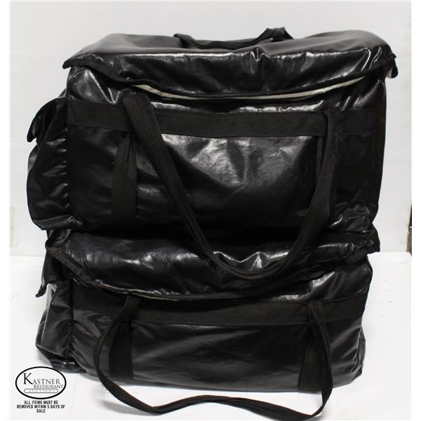 TWO LARGE 2' BLACK INSULATED DELIVERY FOOD BAGS