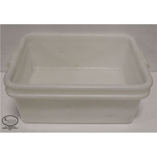TWO WHITE POLY FOOD GRADE TUBS/BUS BINS